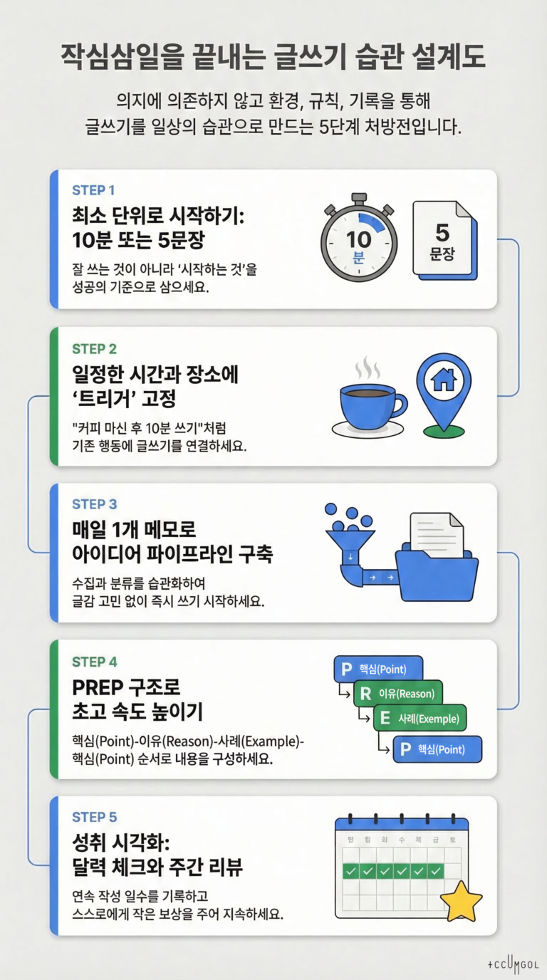 작심삼일을 끝내는 글쓰기 습관 설계도