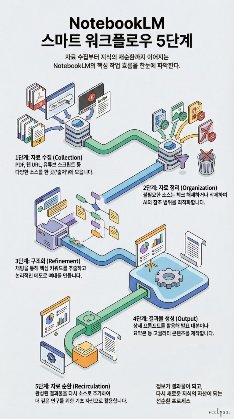 NotebookLM을 활용한 스마트 작업 워크플로우: 자료 탐색에서 결과물 생성까지