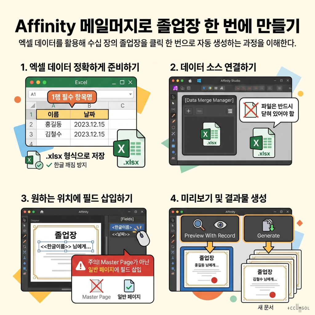 Affinity의 Data Merge로 졸업장 만들기