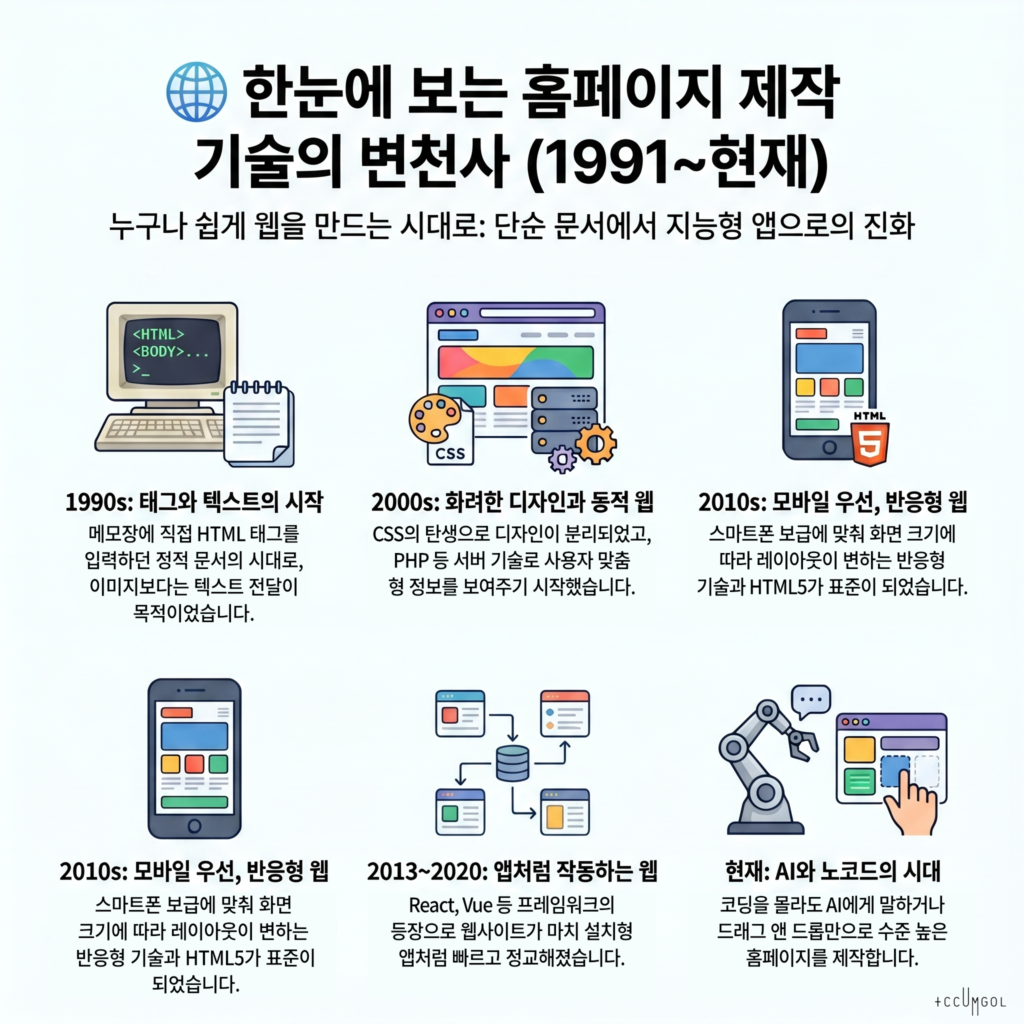 홈페이지를 만드는 기술의 변천사