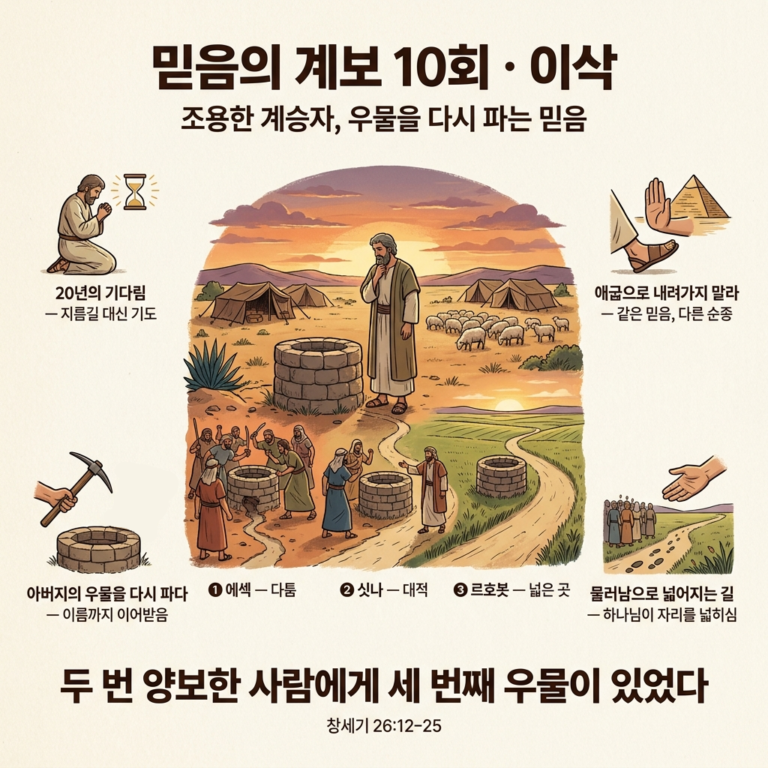 믿음의 계보 10회 · 이삭 — 조용한 계승자, 우물을 다시 파는 믿음